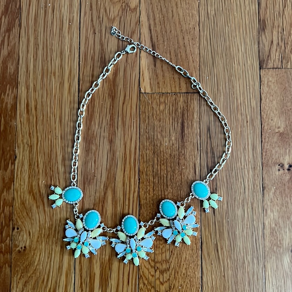 Teal and yellow statement necklace